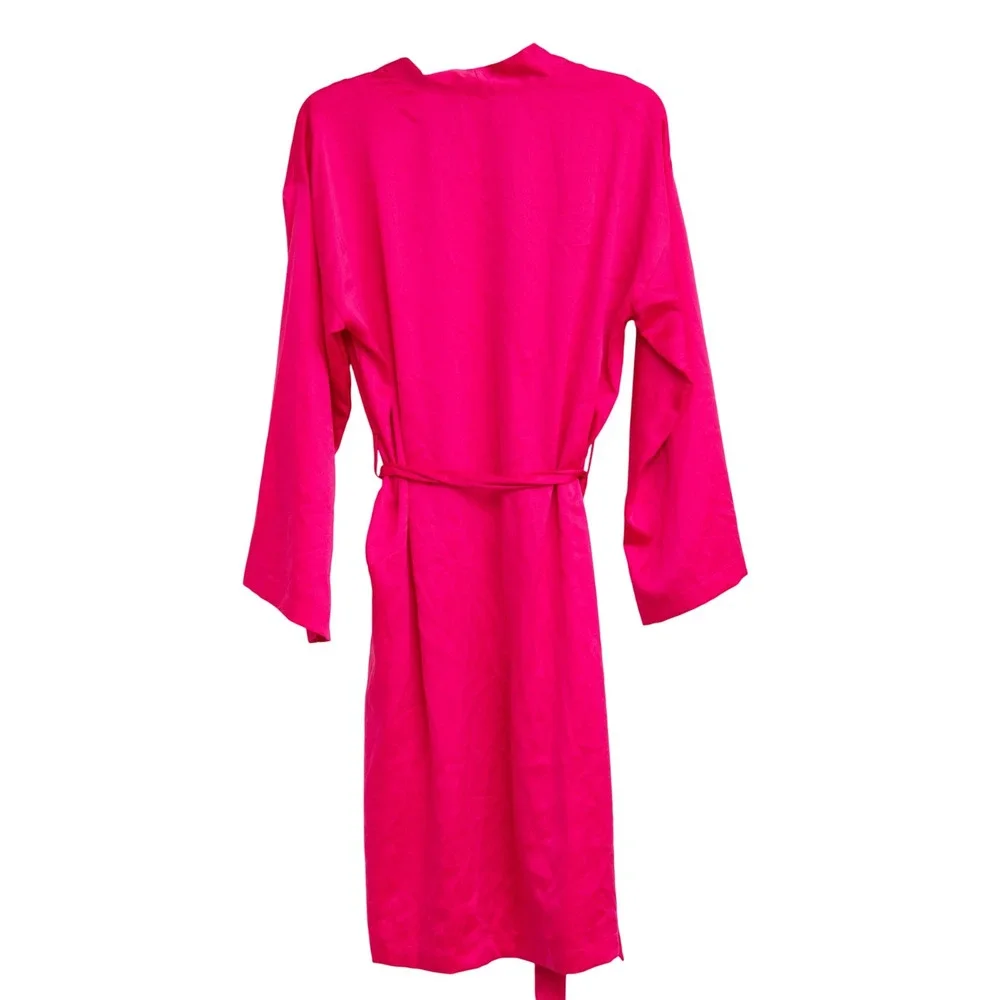 Victorias Secret NWT Hot Pink Satin Kimono Robe BarbieCore Glam Silky Loungewear